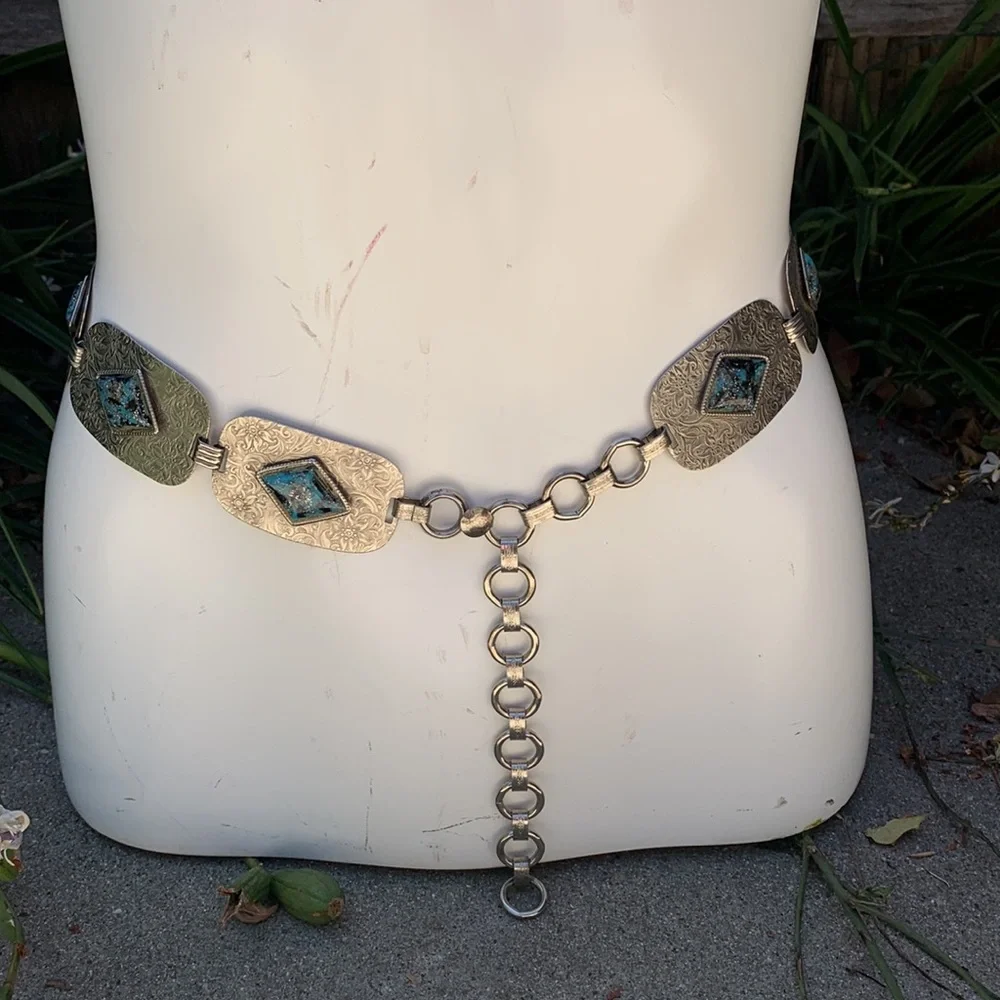 Vintage 1970s bracelet and concho belt set